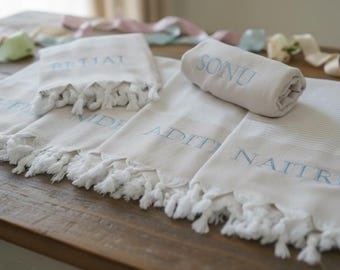 Turkish beach towel , Personalized custom bridesmaid gifts , bachelorette party favors