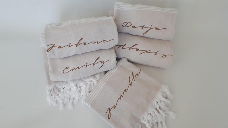 Turkish beach towel , Personalized custom bridesmaid gift image 1