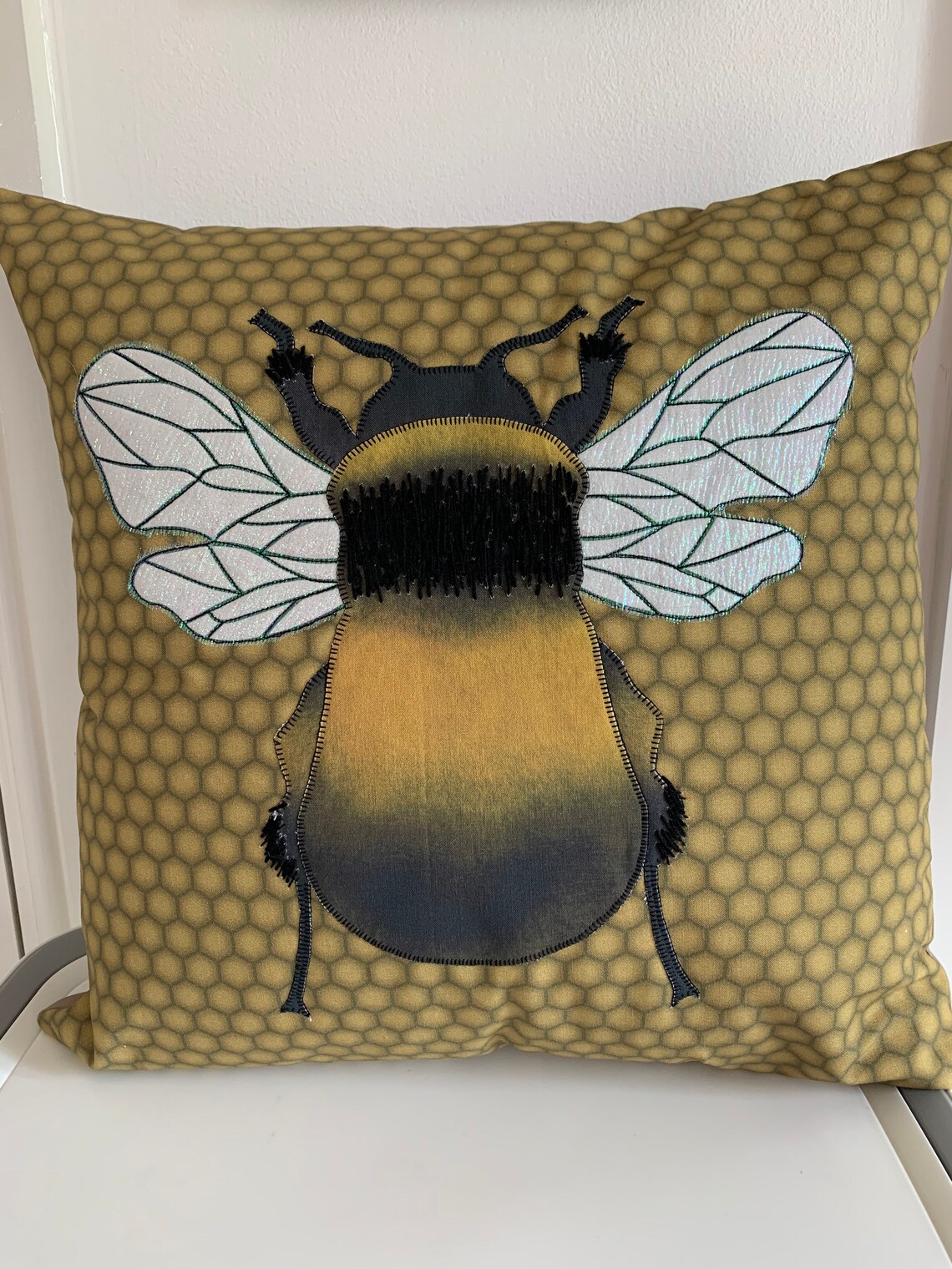Appliqué Bee Cushion in Mustard Etsy