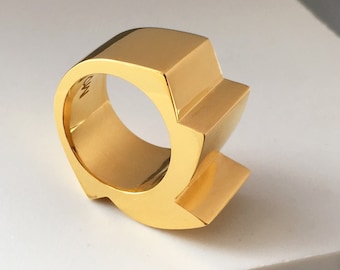 Chunky gold ring - Gold statement ring - Geometric ring - Minimalist ring - Statement ring - Minimalist jewellery - Large cocktail ring