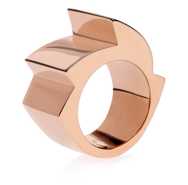 Chunky Rose Gold Ring, Rose Gold Statement Ring, Geometric Ring