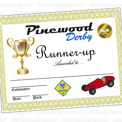 Printable Pinewood Derby Certificates 10 Extra BSA Cub Scout Etsy