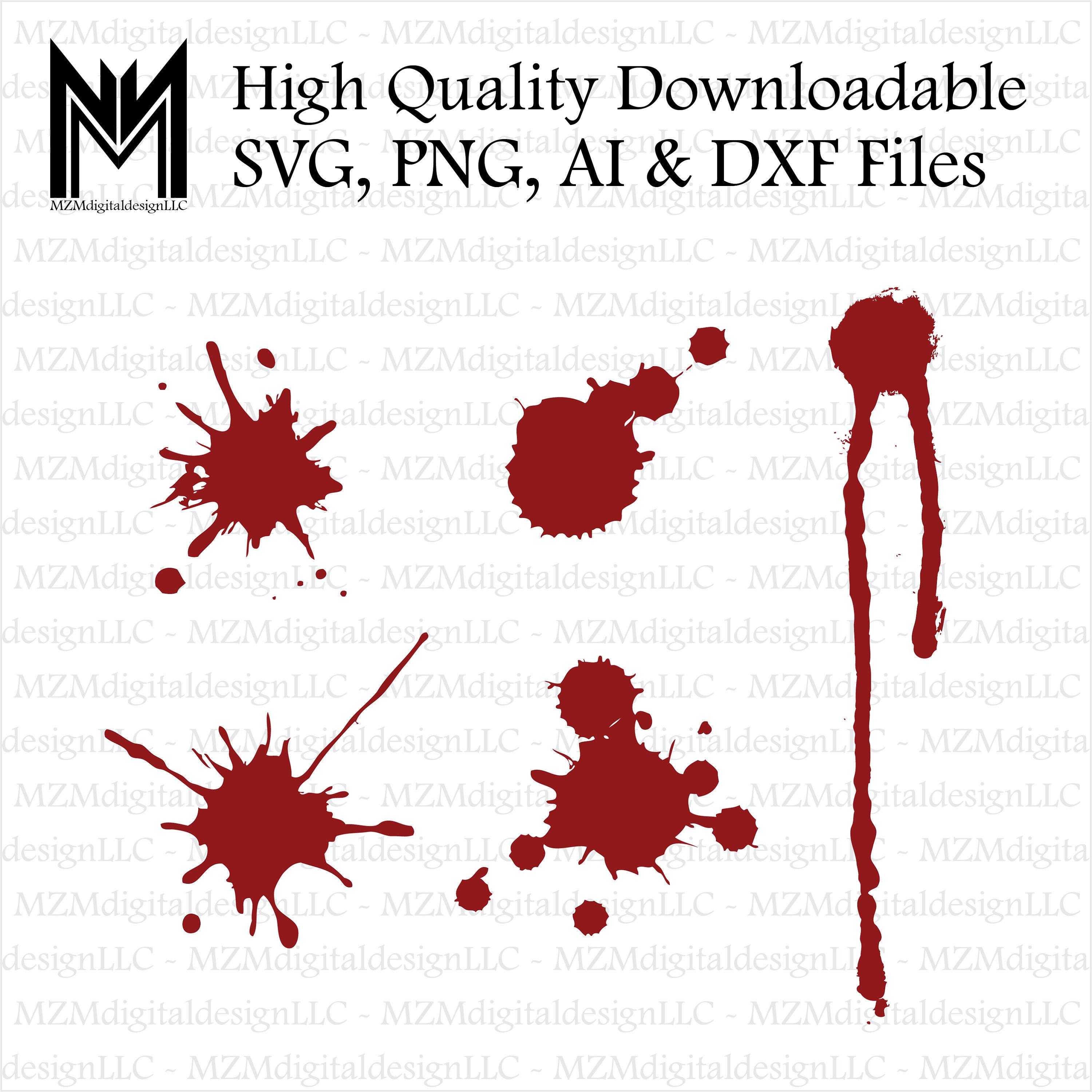 Blood Stain Paintball Splatter Svg Png Ai and Dxf Files Etsy