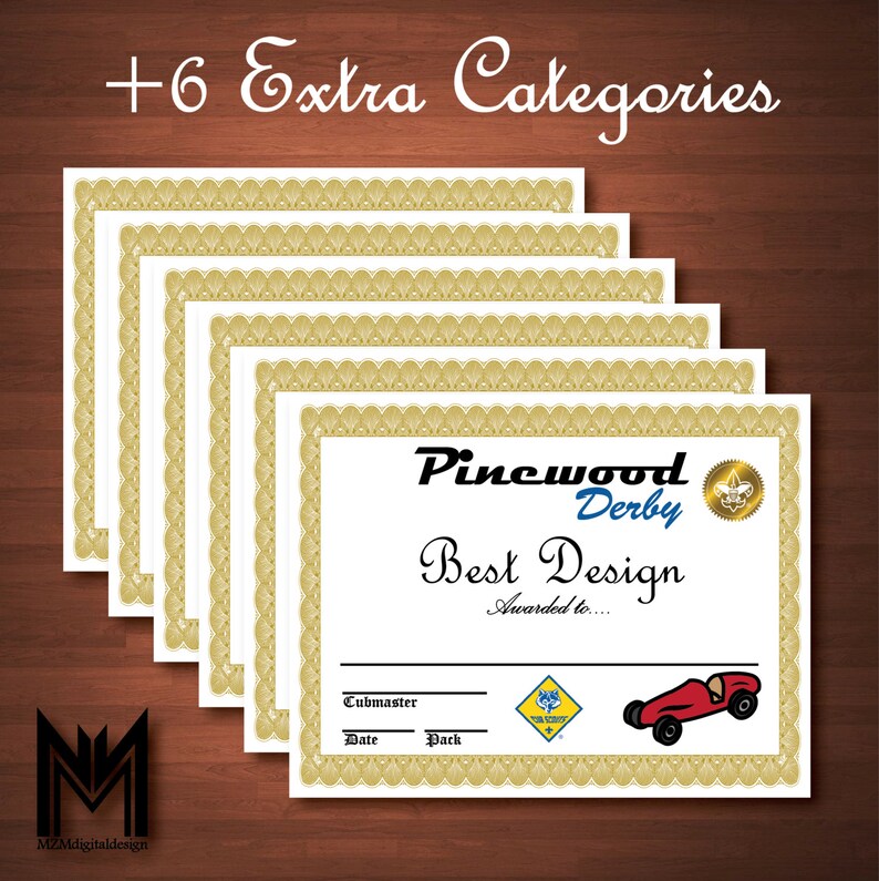 Pinewood Derby Certificate Template