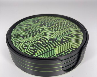 3D Printed Circuit Board Coaster Set | Gadget Tech Geek Circuit Board Gift | Tech Gift