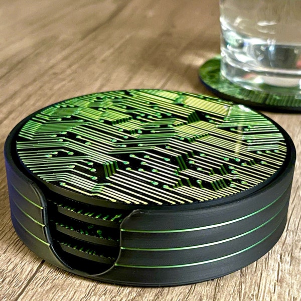 STL Digital File Only *** 3D Printed Circuit Board Coaster Set | Gadget Tech Geek Circuit Board Gift