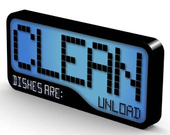 Reversible Double Sided Clean Dirty Dishwasher Magnet -Flip Sign - Super Strong Durable, Waterproof Dishwasher Magnet