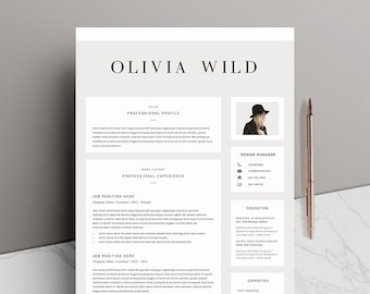 Resume Template 5 pages | CV Template + Cover Letter + References for MS Word | Instant Digital Download | The "Ultra Chic"