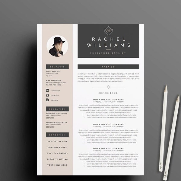 4 page Resume /  CV Template + Cover Letter for MS Word | Instant Digital Download | The "Sultry"