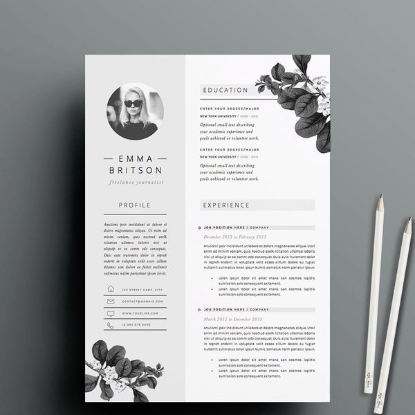 Resume Template 5 pages | CV Template + Cover Letter + References for MS Word | Instant Digital Download | The "Petal"