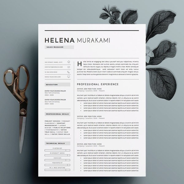 Resume Template 4 pages | CV Template + Cover Letter for MS Word | Instant Digital Download | The "Simplifier"