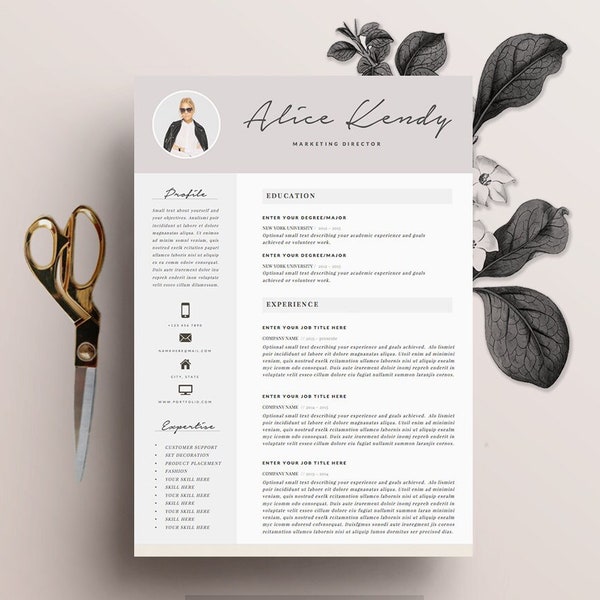 Resume Template 4 page | Word DIY Printable CV with Cover Letter | The "Charming" | Professional and Creative Design