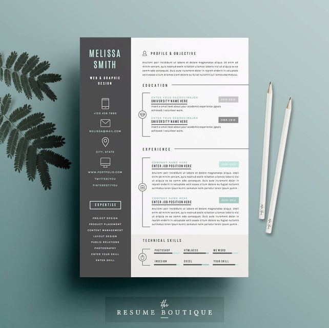 Resume Template 4 pages CV Template Cover Letter for MS | Etsy
