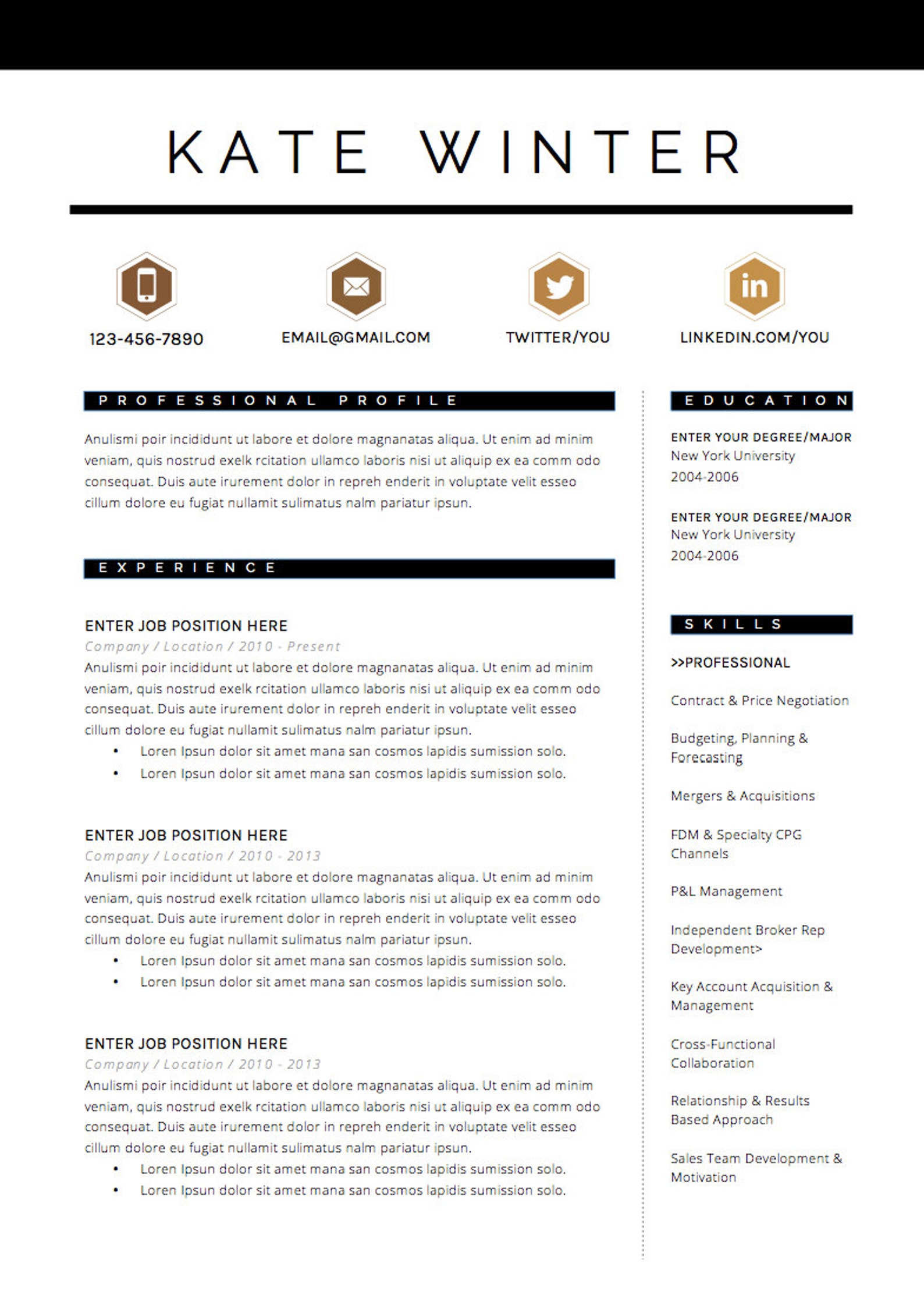 Resume Template 4 pages CV Template Cover Letter for MS Etsy