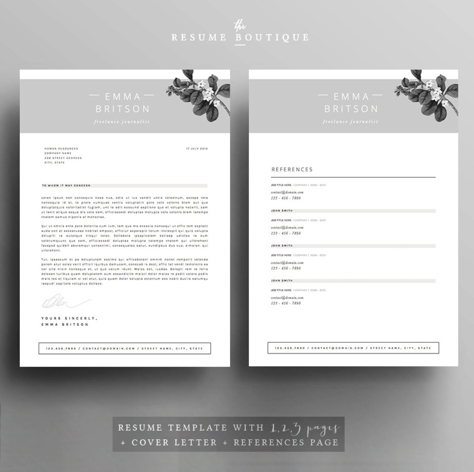 Resume Template 5 Pages | CV Template + Cover Letter + References for ...