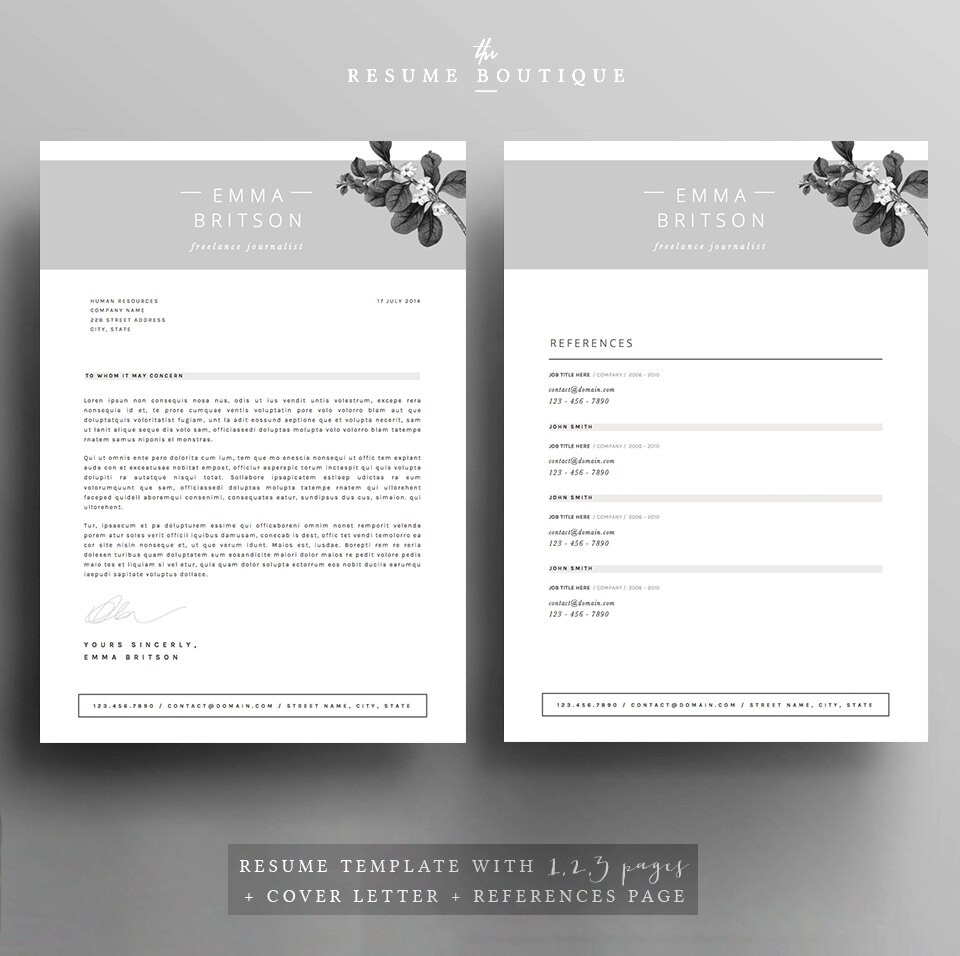 Resume Template 5 Pages | CV Template + Cover Letter + References for ...