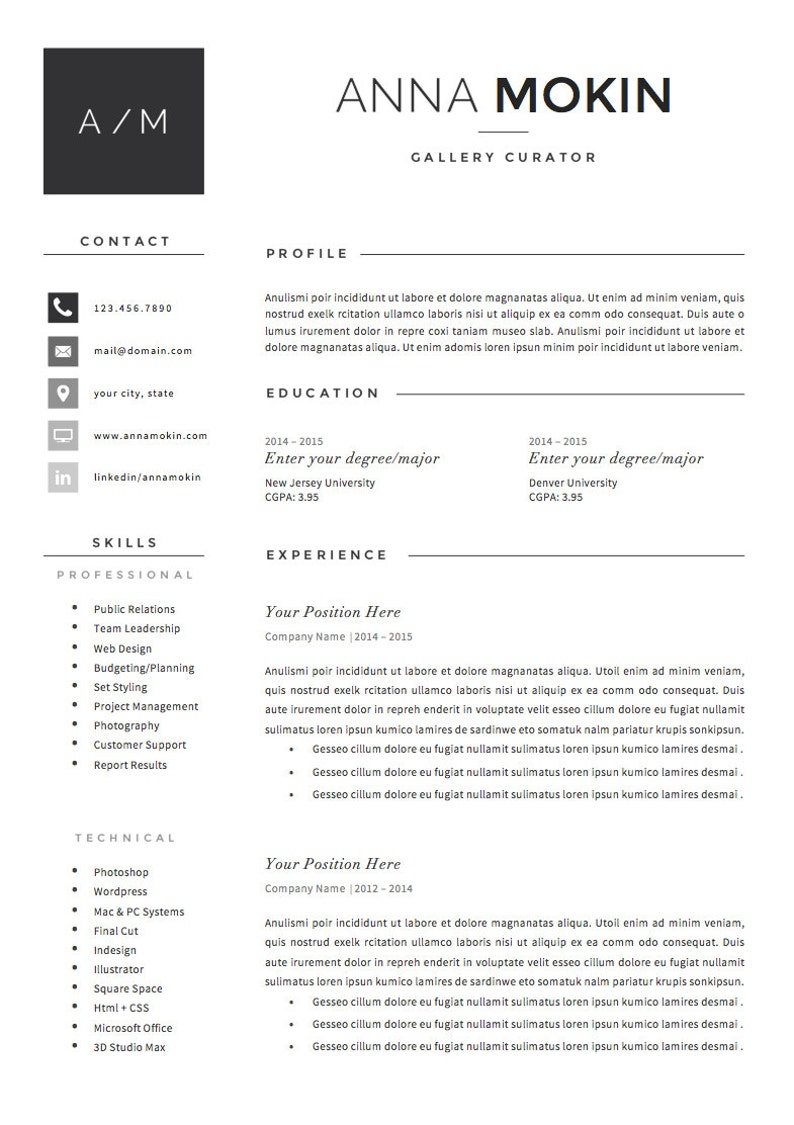 Curriculum vitae references image
