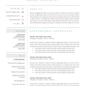 Resume Template 4 page CV Template Cover Letter for MS Word Instant Digital Download The Aqua image 4