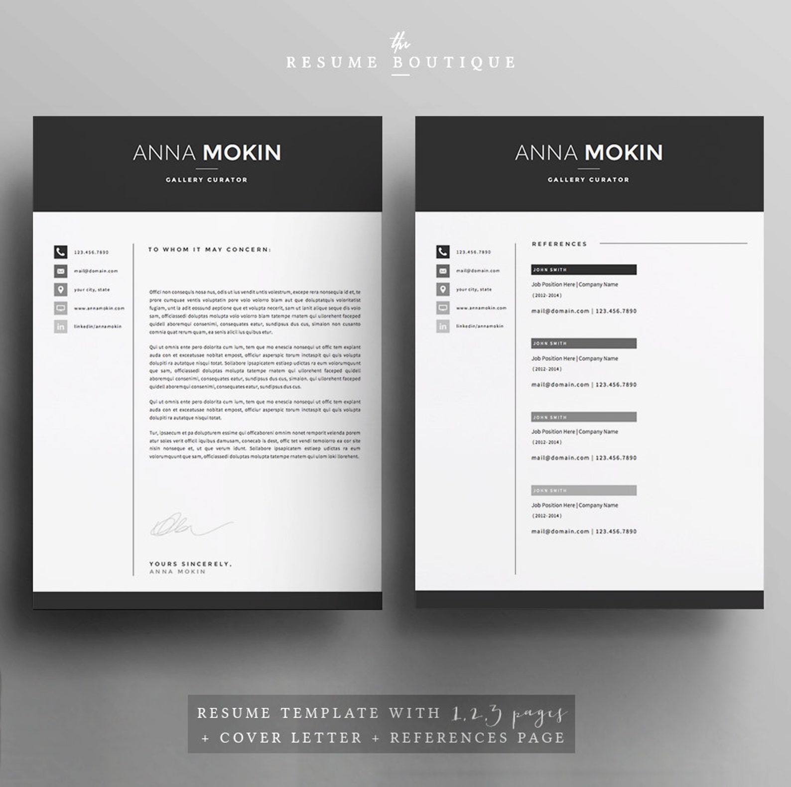 5 Page Resume / CV Template + Cover Letter + References for MS Word ...