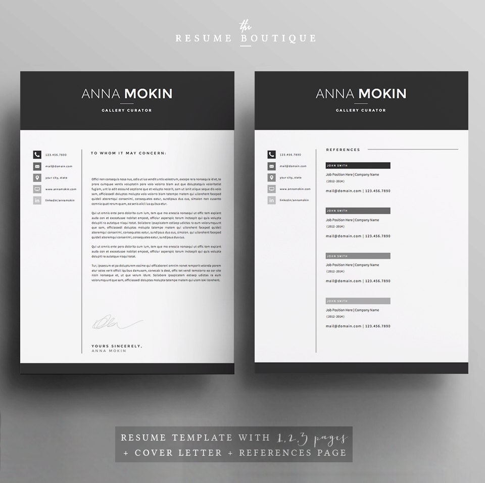 5 Page Resume / CV Template + Cover Letter + References for MS Word ...