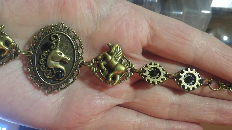 Bronze Unicorn; Steampunk Inspired Bracelet; BRC036
