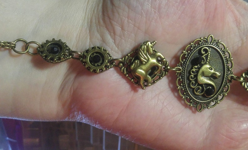 Bronze Unicorn; Steampunk Inspired Bracelet; BRC036