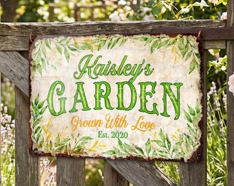 Custom Garden Sign Aluminum Outdoor Personalized Retro Plants Greenhouse Decor Gifts
