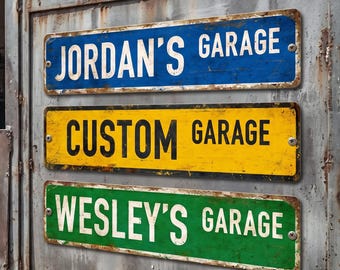 Custom Garage Metal Sign Outdoor Personalized Road Plaque Retro Entrance Wall Decor Gifts