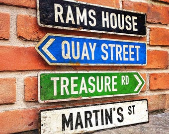 Custom Street Metal Sign – Personalized Rustic Vintage Plaque for Home, Bar, Wedding & Outdoor Decor