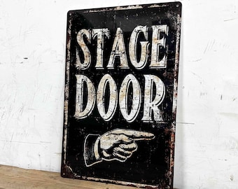 Vintage Stage Door Directional Sign Waterproof Aluminum Theater Wall Decor Gift