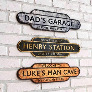 Personalised Railway Station Metal Sign – Vintage Rustic Plaque, Custom Colors & Sizes, Any Name