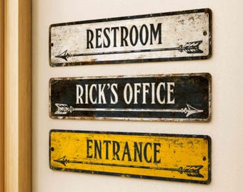 Personalized Metal Sign Custom Directional Arrow Plaque Outdoor Street Decor Housewarming Wedding Gift