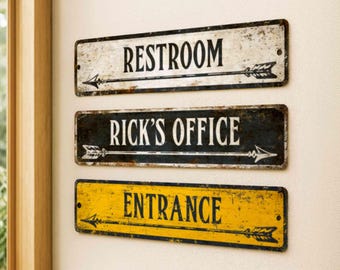 Custom Sign, Rustic Style Directional Metal Sign Gate Signs Home Decor Personalized Gifts