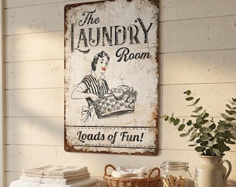 Vintage Laundry Room Sign Aluminum Farmhouse Wall Decor Gift