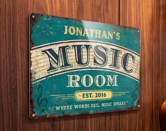 Personalized Metal Sign Custom Music Room Studio Plaque Instrument Wall Decor Musician Teacher Gift