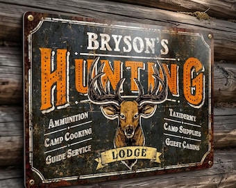 Custom Hunting Lodge Metal Sign Personalized Aluminum Deer Camp Wall Decor Gift for Hunter