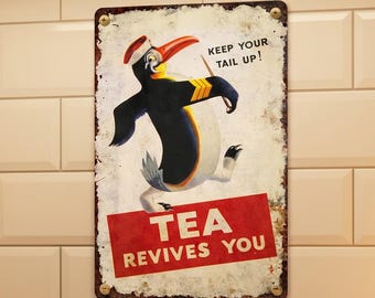 Metal Pantry Sign Tea Station Plaque Retro Kitchen Decor Tea Lover Vintage Gift