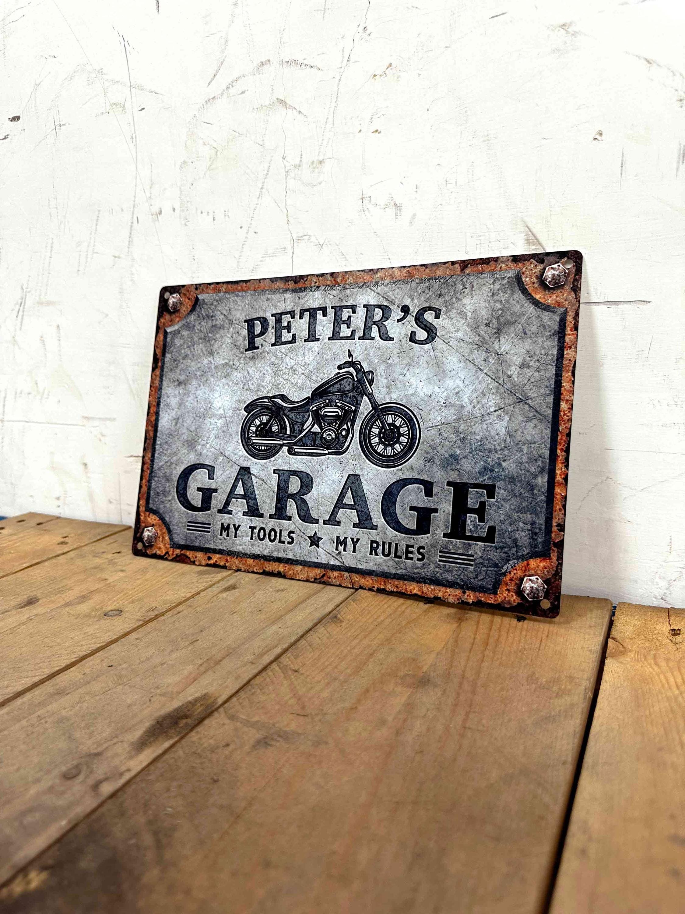 Targa Metallica Vintage LANOLU "Regole Del Garage" - Divertente Decorazione Da Officina 20x30 Cm