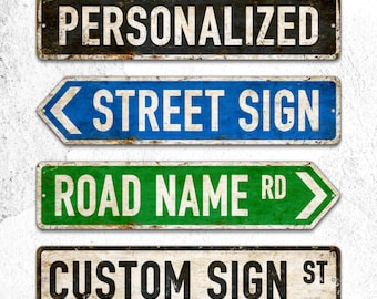 Plaque de rue personnalisée rustique,Panneau de signalisation personnalisé,Panneaux de signalisation directionnels,Flèche gauche,Flèche droite,Panneau en métal