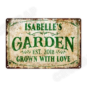 Garden Sign, Grow With Love, Backyard Sign, Yard Decor, Custom Sign, Metal Sign, Personalised Gifts, Rustic Home Decor