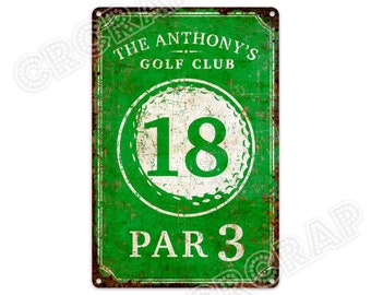 Custom Golf Club Metal Sign, Personalized Hole & Par Number