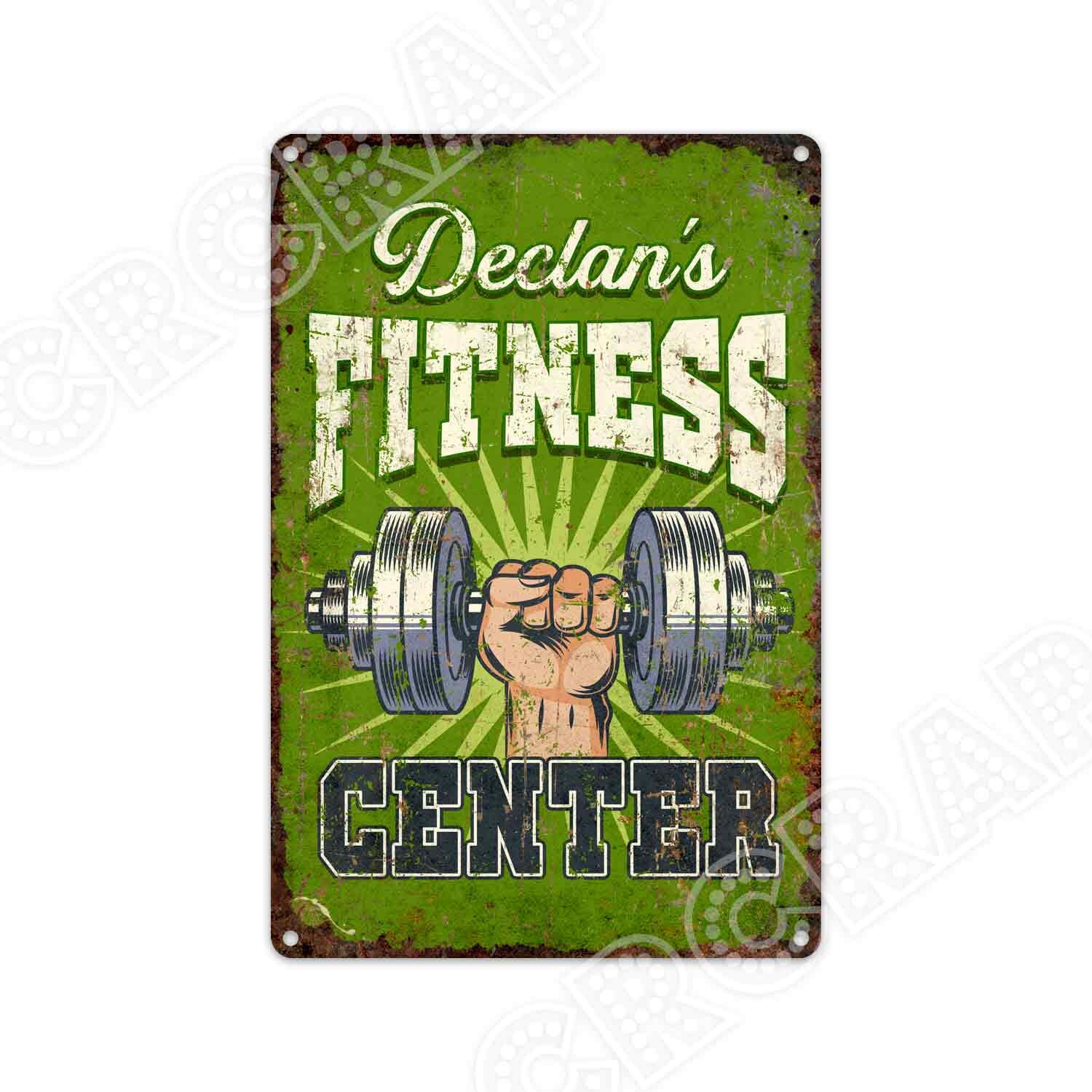 Custom Fitness Center Metal Sign: Rustic Gym Decor