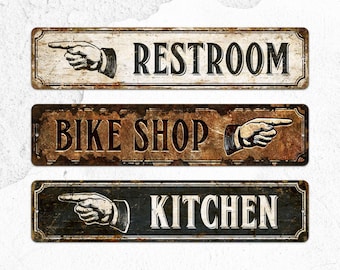 Custom Rusty Metal Street Sign: Personalized Directional Sign