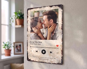 Custom Song Plaque with Photo Print Aluminum Personalized Music Gift For Couple and Family