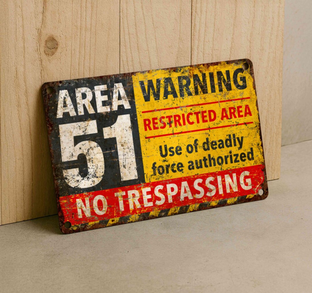thumbnail image 2 of Chico Creek Signs Vintage Military Restricted Area Sign - Aluminum Retro Army Decor 2 of 4