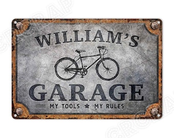 Enseigne de garage, enseigne en métal, enseigne personnalisée, décoration d’atelier, décoration de vélo, cadeaux personnalisés