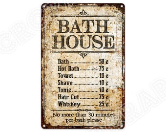 Metal Sign, Bathroom Sign, Bathroom Decor, Bath House, Rustic Wall Decor, Home Decor, Gifts