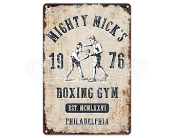 Mick&#39;s Boxing Gym Metal Sign: Retro Fitness Decor