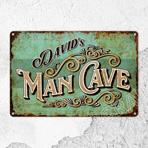 Personalized Man Cave Sign: Rustic Metal Bar Decor