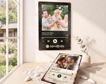 Custom Photo & Song Display Metal Sign Romantic Wall Decor Gift for Couples or Family